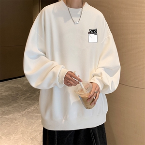5XL华夫格卫衣男大码胖子圆领长袖t恤 HW76397-P30加绒款-P40图片
