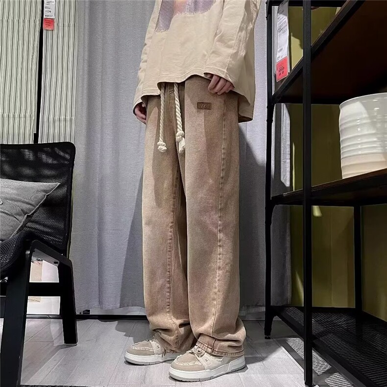 美式复古牛仔裤男工装潮牌高街宽松休闲直筒裤子99033-P45加绒58,男装牛仔裤,星座1008