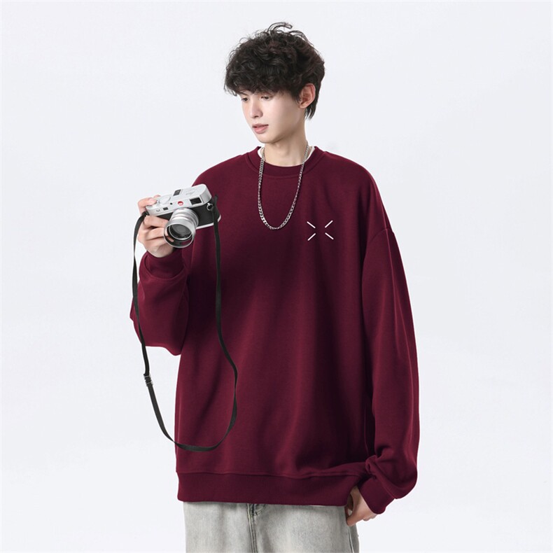 抖音品质秋季新款重磅简约百搭仿棉圆领卫衣wycm8228-特批28控49,男装卫衣,星座605(原A050)