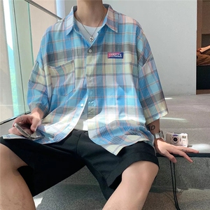 短袖冰丝衬衫春款男港风潮流W4002P30图片