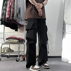 美式工装裤男阔腿冲锋裤子新款束脚潮流男士休闲长裤D0244-p38，男装工装外套，星座1008