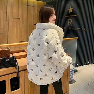 2022年冬季短款立领印花大口袋棉服外套女,女装棉衣/棉服,天丽