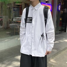 春季日系复古潮牌印花衬衫男士原宿港风长袖衬衣潮流W1600-P32，男装衬衫，星座512-4