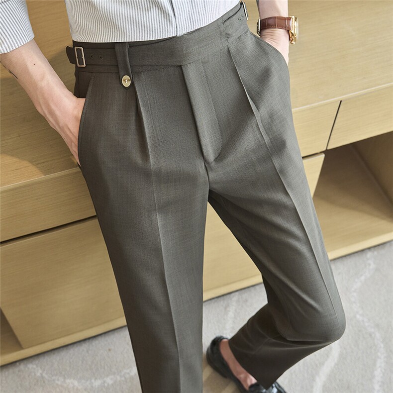 K9871-P78新式那不勒斯设计男士高腰修身小西裤高品质垂感面料，男装西裤，电商A211