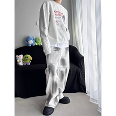 街头字母人物印花长袖卫衣男女春季潮流宽松上衣ins潮牌WY7063，男装卫衣，星座516A
