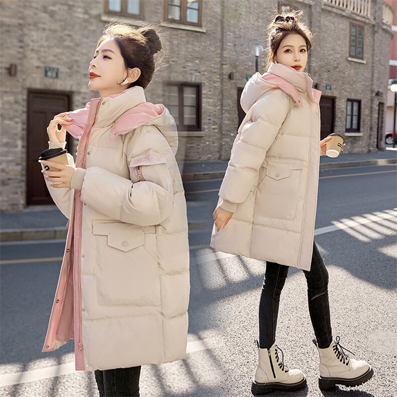 羽绒棉服女中长款2024冬季新款小个子宽松保暖加厚面包服棉袄外套，女装棉衣/棉服，雅佳俏
