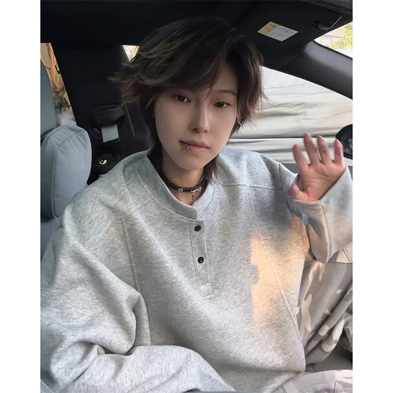 秋季美式高街cleanfit亨利领打底长袖货号C25189特P28图片
