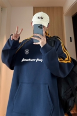 W8903加绒-P72秋冬大码纯棉男女同款两条杠加绒加厚立领卫衣，男装卫衣，星座109