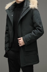 男士冬季毛领连帽羽绒服中长款保暖休闲羽绒外套男ZELD9842-P410，男装羽绒服，电商B212（原钱塘6029）