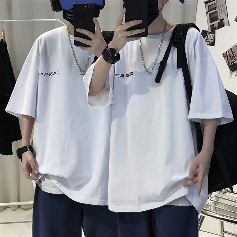 XZ115A-T06 200克纯棉男女字母印花大码S-5XL 10色T恤衫圆领半袖图片