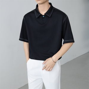 夏男翻领POLO衫拼色男休闲宽松休闲衬衣小伙A236-82570-P50图片