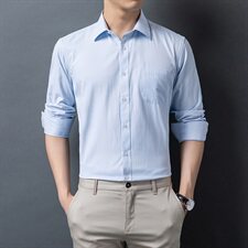 H5612钱塘2020-1秋冬男士格纯色斜纹衬衣舒适P37，男装衬衫，钱塘207-1