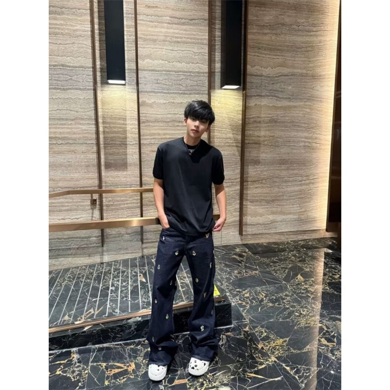 1506-1/K0801/P59个性字母牛仔裤嘻哈ins潮高街潮流痞帅长裤男女,男装牛仔裤,星座1506-1