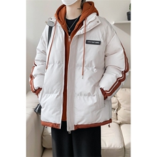 棉服男冬季新款港风宽松假两件连帽棉衣MF8587-特P78，男装棉衣，星座214-3