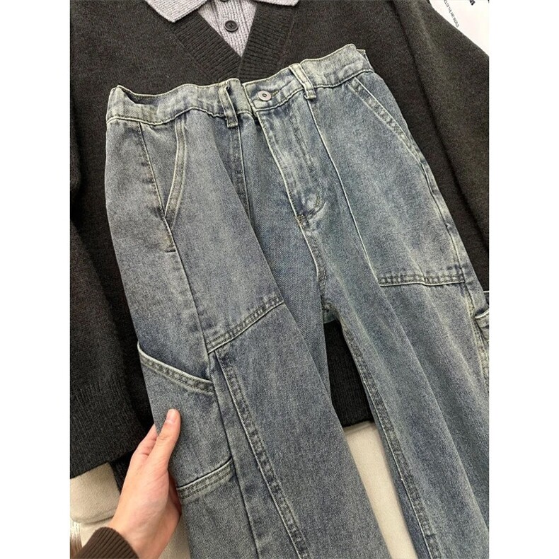 cleanfit水洗弯刀牛仔裤男款直筒修身微喇裤子工装裤LS41400-P50,男装牛仔裤,星座1008