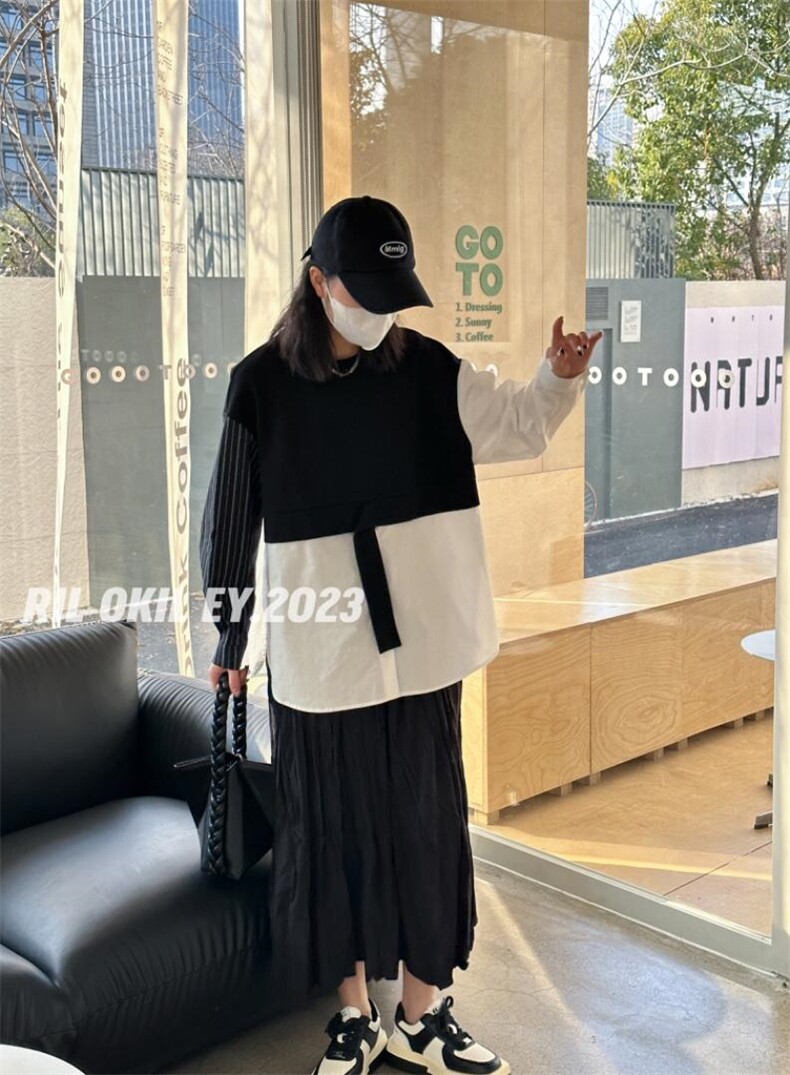 雷洛奇丽—2023春装拼接衬衫，女装衬衫，雷洛奇丽