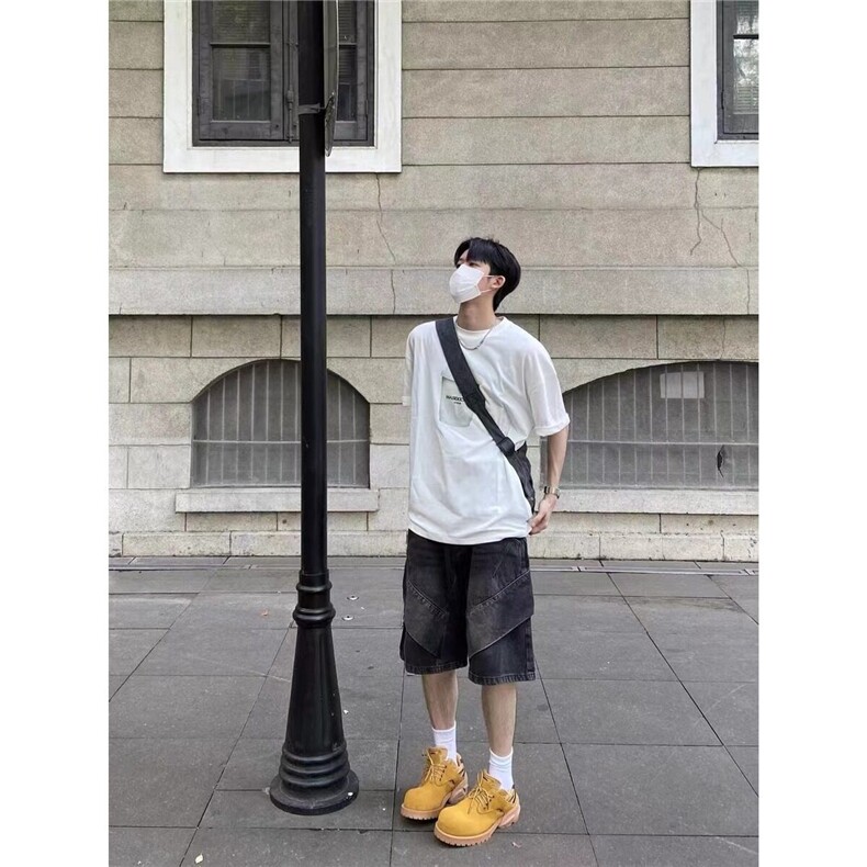 【有货】DA323-特P42解构拼接牛仔短裤男美式青少年夏季薄款裤子,男装牛仔裤,星座603-2