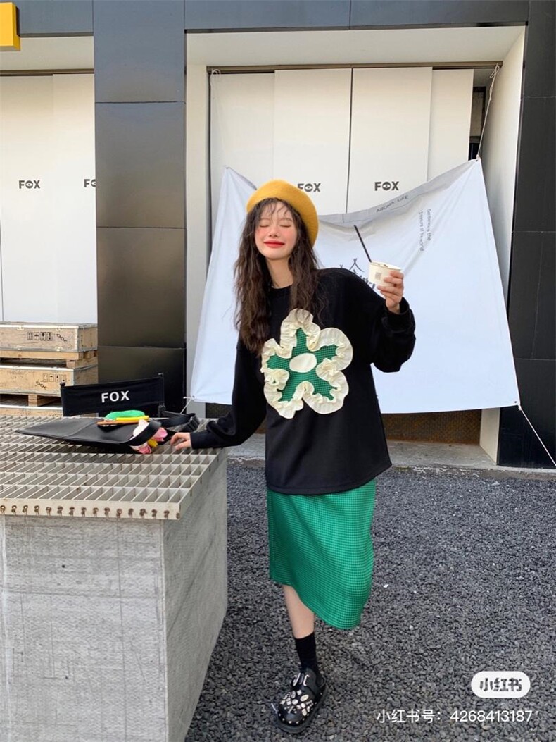 花朵卫衣套装，女装卫衣/绒衫，YOUER DENG