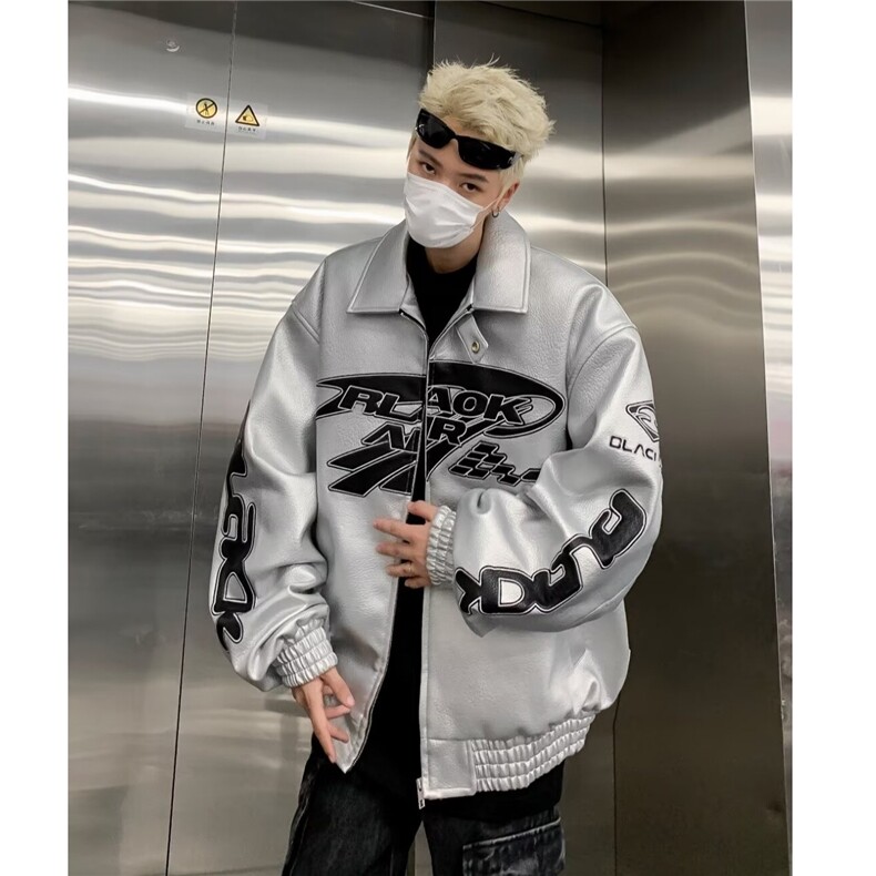 男皮夹克机车风皮衣韩版宽松上衣夹克潮酷外套痞帅春秋8507/P90,男装夹克,星座506