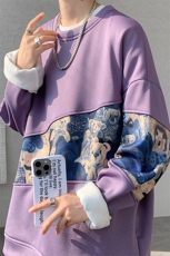 现货撞色拼接小熊大码长袖圆领卫衣WY10093-特批35加绒特批45，男装卫衣，电商A059