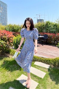 现货韩版碎花连衣裙图片