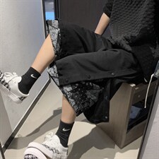 腰果花排扣短裤男街头潮流嘻哈港风宽松拼接五分裤夏季DK874-P28,男装牛仔裤,星座1008-2