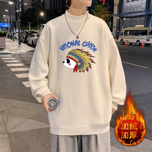 M18196-P45加绒款-P65半高领毛衣男士大码针织衫男毛线衣男,男装针织衫/毛衣,电商A040