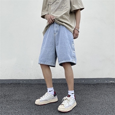 牛仔短裤男韩版潮流高街帅排扣开衩2024夏季ins五分裤RK1629-P37，男装牛仔裤，星座412-2