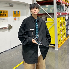 2024秋季新款港风情侣大码个性衬衫配送领带M-5XHC22047-特P50，男装衬衫，电商A022