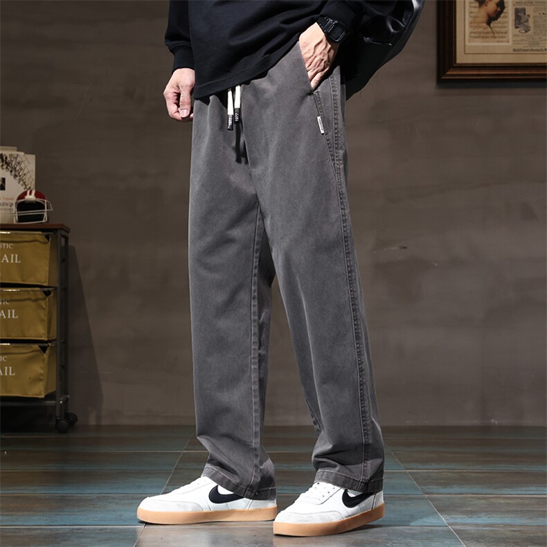 休闲裤男士秋冬季宽松直筒工装阔腿运动长裤子Z2301-P50/加绒P60,男装工装外套,星座509