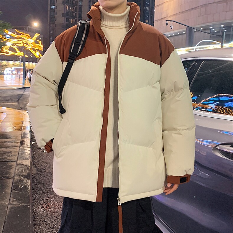 港风潮牌新款拼色立领棉服潮流保暖棉衣M071-P85控118,男装棉衣,星座717