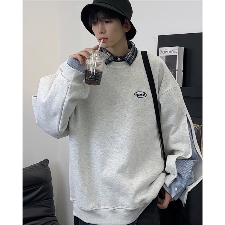 增3XL  华棉复合牛奶丝340克假两件圆领卫衣1611B-WY07-P68图片