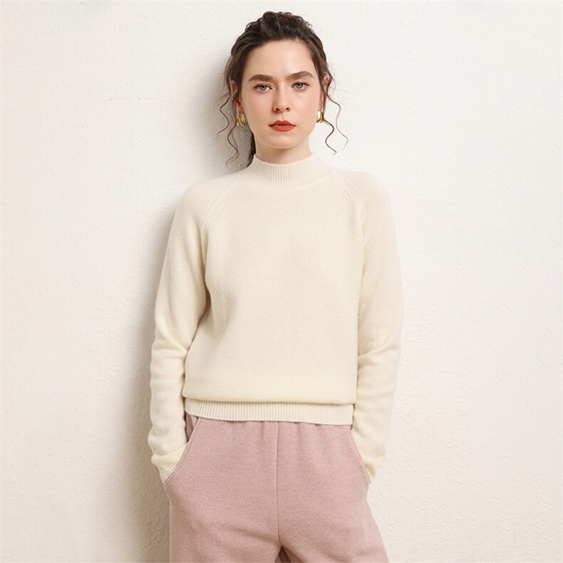 七针双股加厚插肩袖半高领女士羊绒衫30%羊绒，女装羊绒衫，绒源之鑫