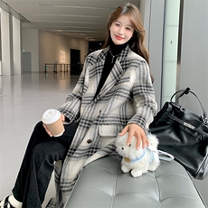 xian货冬款格子双面呢大衣B109-921-265-398，女装羊绒大衣，2B109