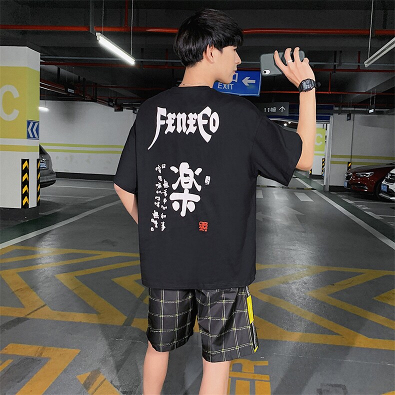 运动套装男韩版潮流夏季新款男士青少年短袖t恤潮两件套DS785T图片