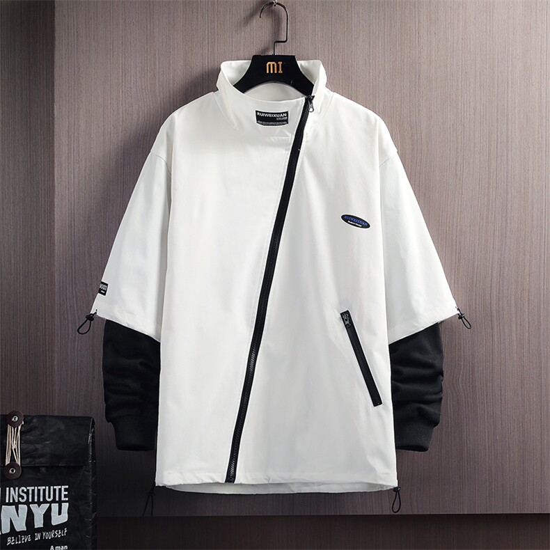 7XL-M加肥加大码立领夹克外套男2023秋季新款斜门襟工装上衣控98图片