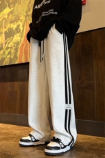 高品质条纹百搭贴标休闲裤男直筒阔腿裤WK455-特P45控68，男装休闲裤，电商B208