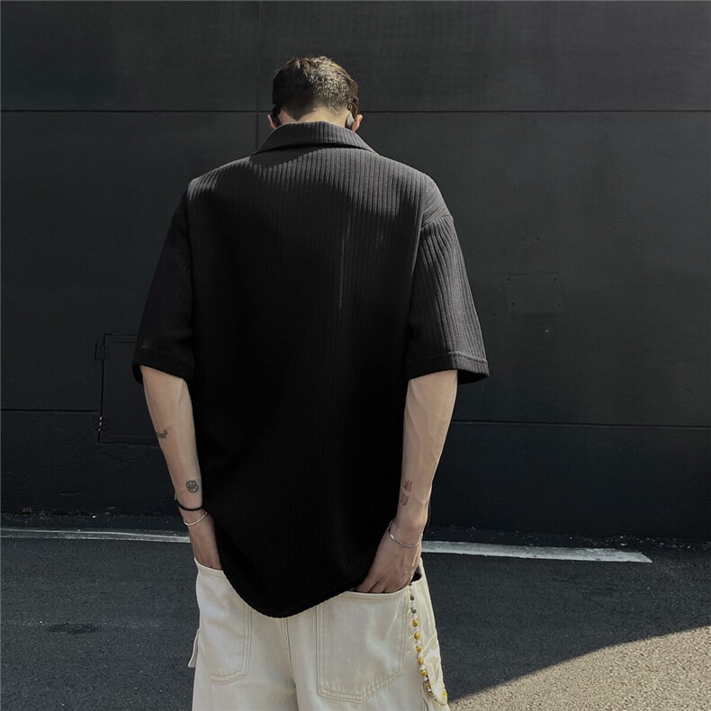 夏装2025新品300克重磅坑条翻领POLO衫男装夏季短袖T恤S403-特P38,男装T恤,电商A233-1