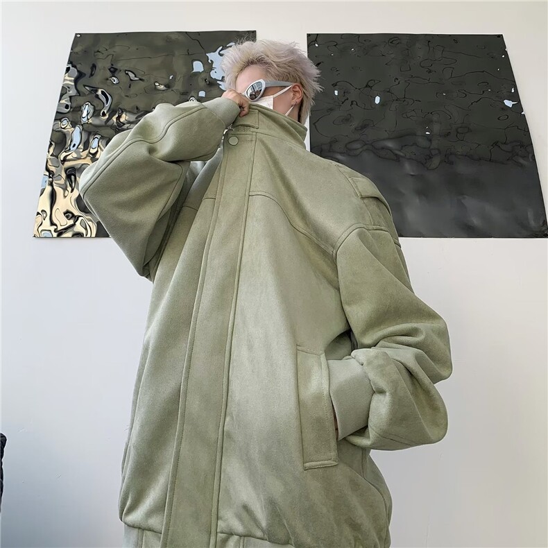 麂皮绒外套男春秋季2024新款小众上衣美式潮牌宽松休闲夹克,男装夹克,星座716-3