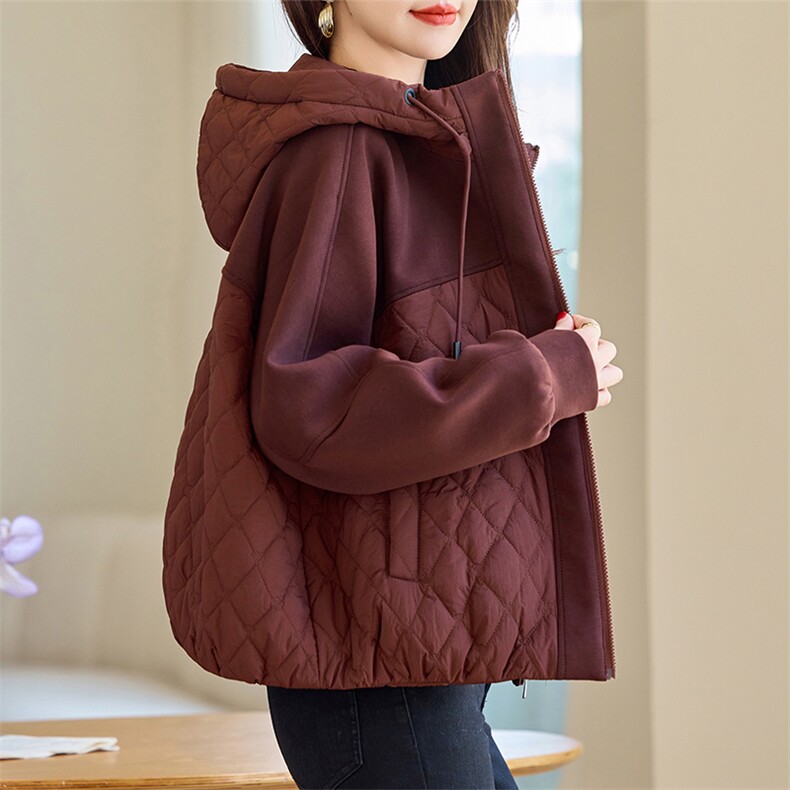 2024秋冬新款加棉加厚连帽外套棉衣,女装棉衣/棉服,余墨