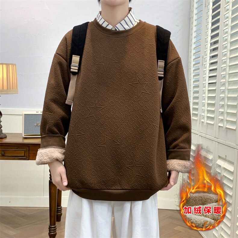 2024冬季套头圆领卫衣男潮流宽松青少年学生休闲外套WY9903P50,男装卫衣,电商A086