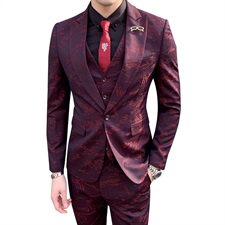 新郎结婚礼服西服套装三件套男士休闲提花西装A470-TZ06，男装西服套装，电商A207