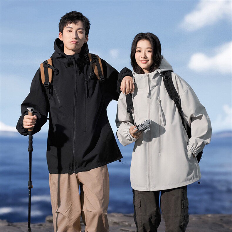秋季新款二开宽松夹克男纯色冲锋衣外套DSA157B-JK7834-P68,男装夹克,电商A157B