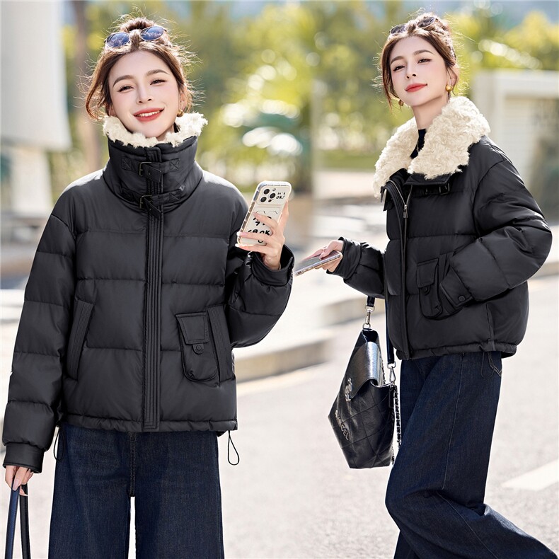 超洋气欧货羽绒服女冬季短款小个子2025新款蛋白皮今年流行高端，女装羽绒服，意芙