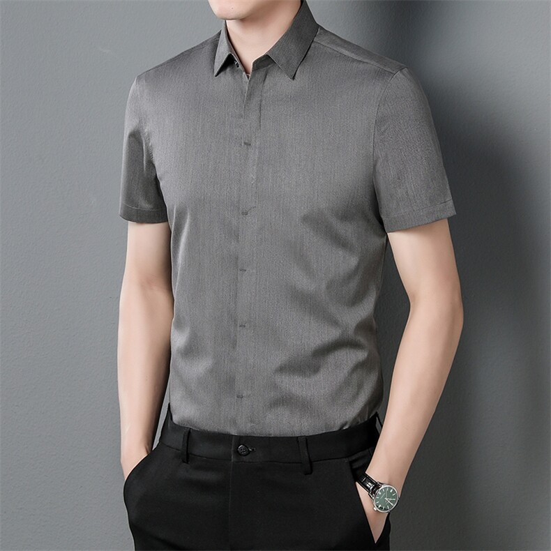 男士2023年夏季新款百搭衬衫男短袖商务休闲衬衣男，男装衬衫，电商B360