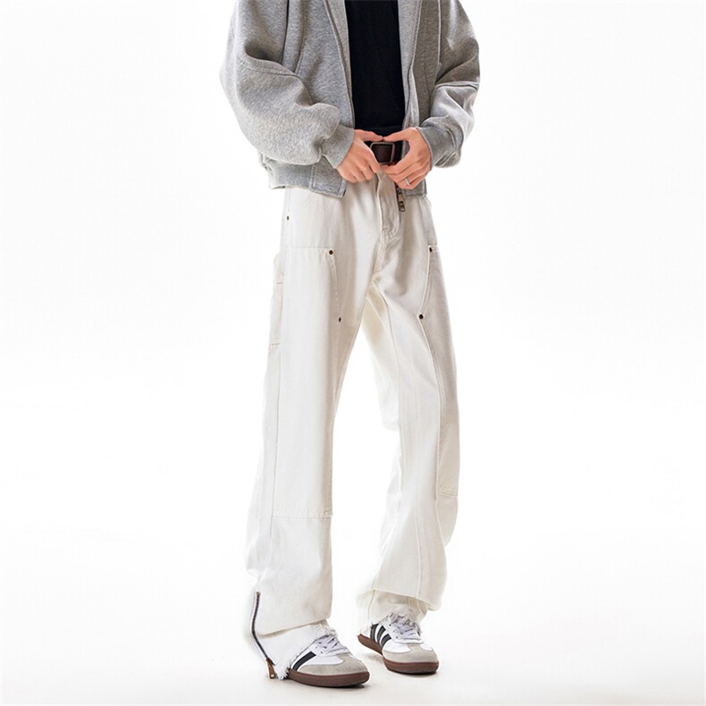 B221美式ins高街小众百搭微喇拉链牛仔裤LK22049-P60控78，男装牛仔裤，电商B221