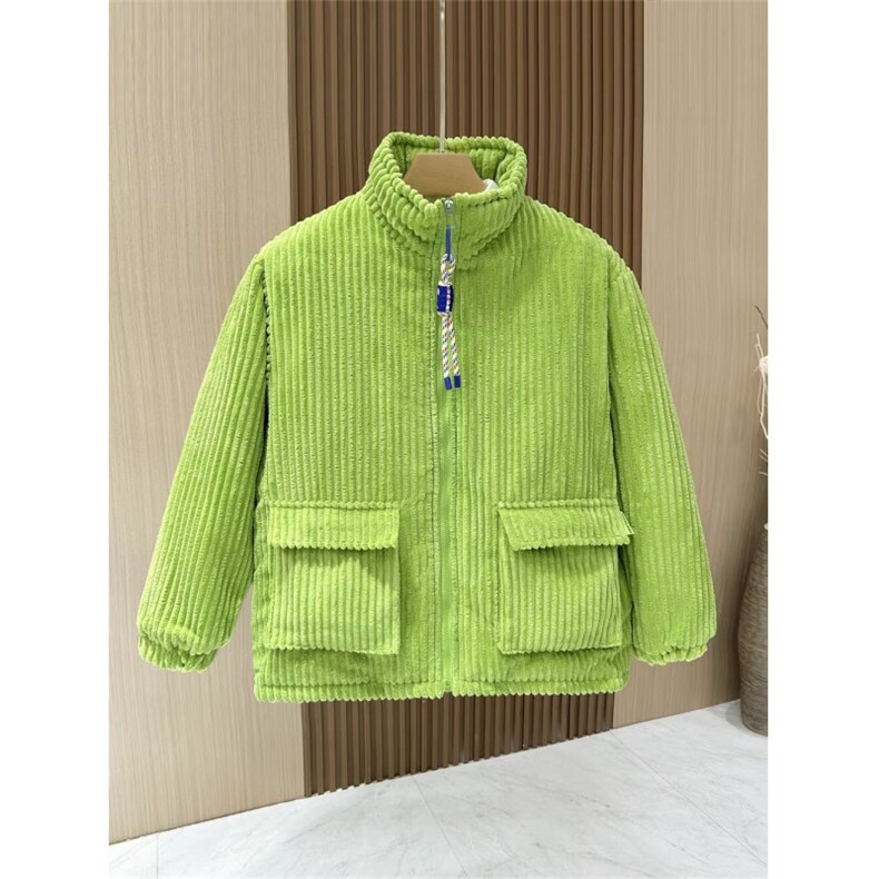 潮流时尚高级感翻领纯色灯芯绒棉服青少年简约休闲情侣外套男,男装棉衣,星座1013