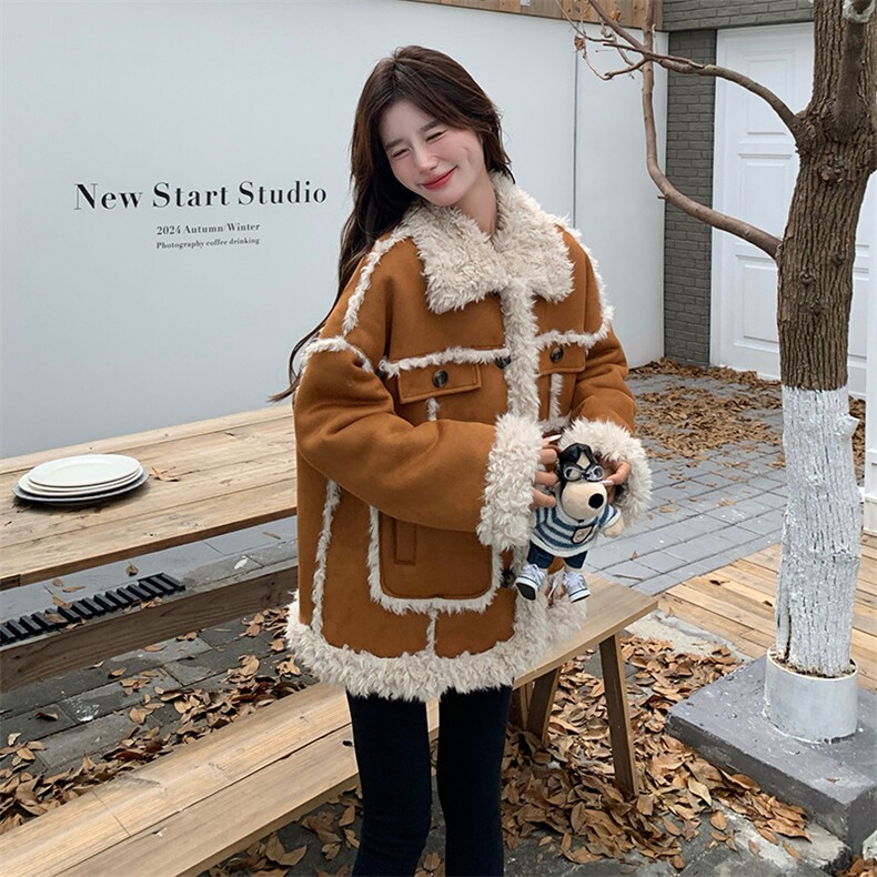 已出大货皮毛一体外套6531P215K318,女装短外套,2D001