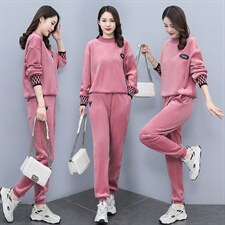 2023秋冬装新款时尚两件套加厚双面丝绒套装，女装套装/套裙，凯瑟曼