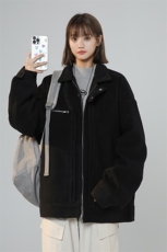 N8182/P100秋冬新款高街vibe美式外套飞行员夹克呢料外套呢大衣，女装毛呢外套，电商A141